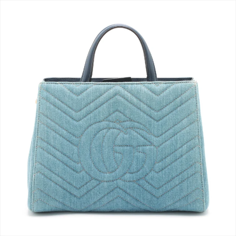 GUCCI crossbody bags for women -Gucci GG Marmont Denim 2WAY Handbag Blue 448054