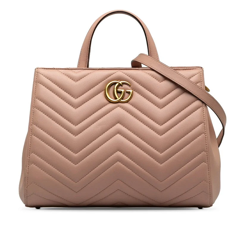 GUCCI bags for luxury shoppers -Gucci GG Marmont Double G Handbag Shoulder Bag 2WAY 448054 Pink Leather