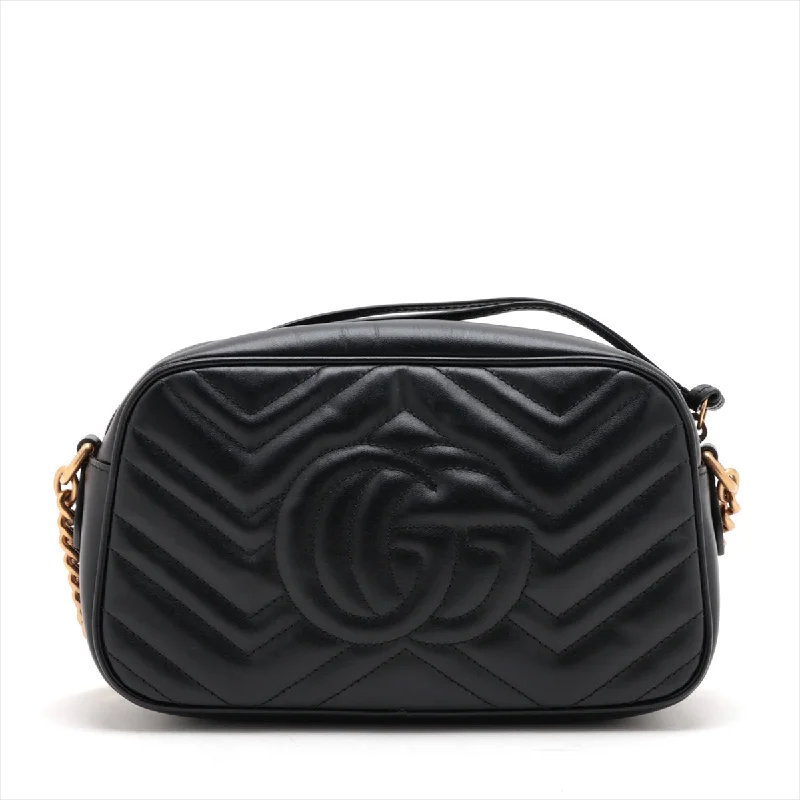 GUCCI shoulder bags for women -Gucci GG Marmont Leather Chain Shoulder Bag Black