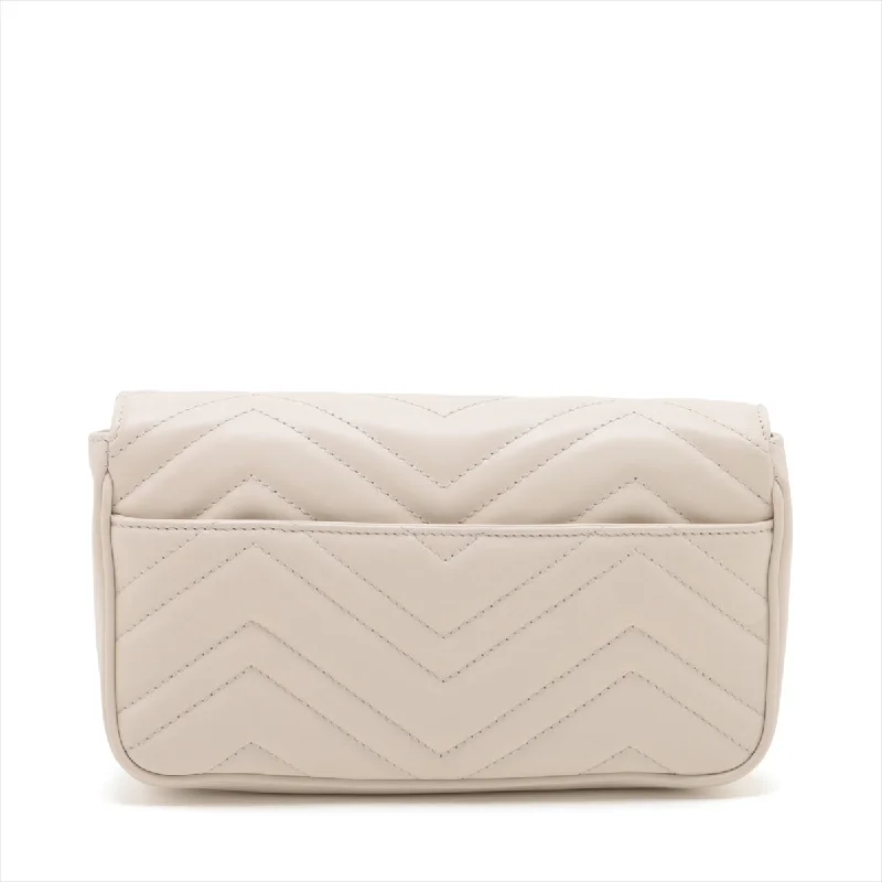 GUCCI clutch bags for evening wear -Gucci GG Marmont Leather Shoulder Bag 751526 White