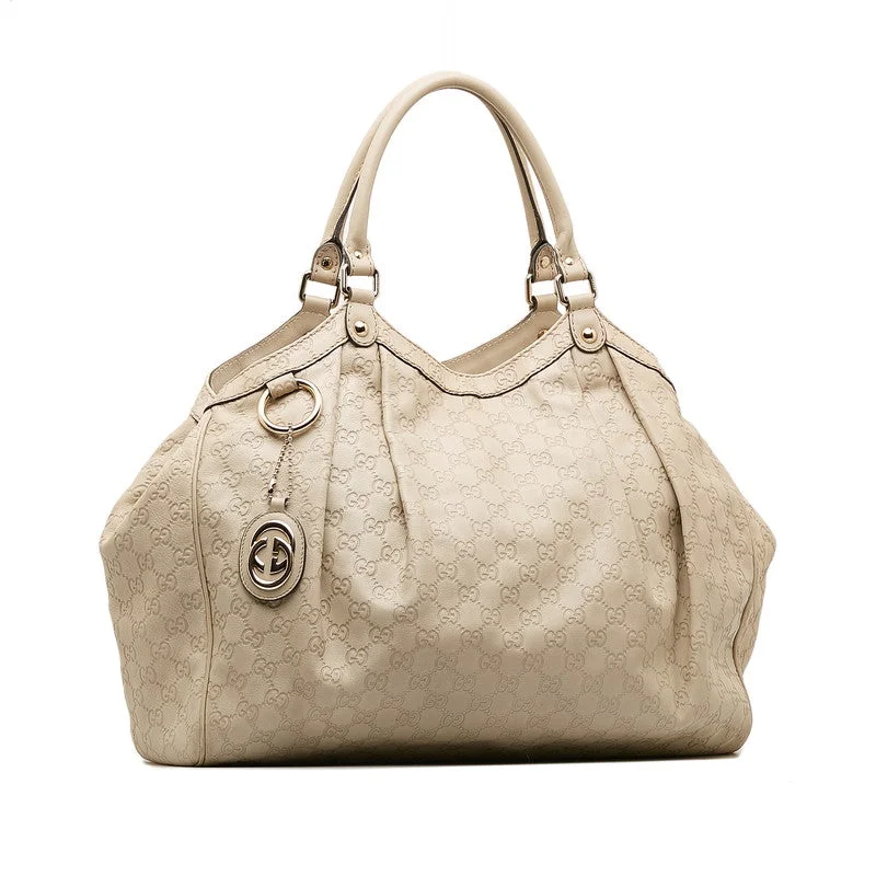 GUCCI handbags with elegant handles -Gucci GG-Sima Suki Handbag 211943 Ivory Beige Leather Ladies Gucci Gucci