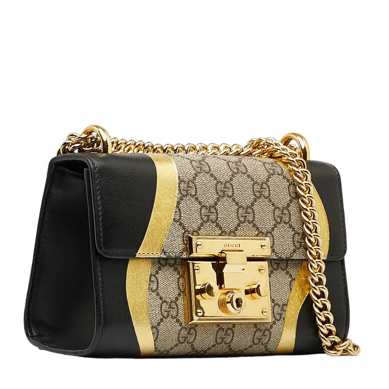 GUCCI bags with chic details -Gucci GG Spring Paddock Gold  Chain Shoulder Bag 432182 Beige Black PVC Leather  Gucci