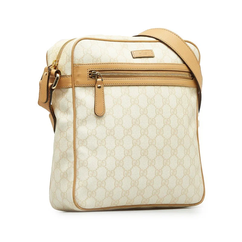 GUCCI handbags with opulent textures -Gucci GG Spring Shoulder Bag 201448 Ivory Beige PVC Leather Ladies