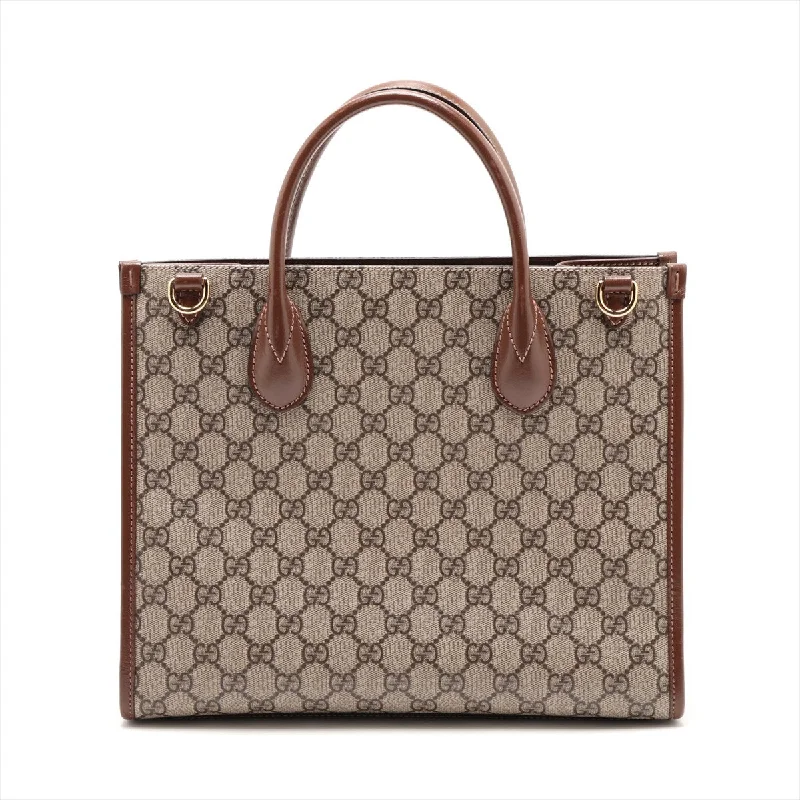 GUCCI women’s handbags with statement details -Gucci GG Supreme 2WAY Handbag Brown 659983