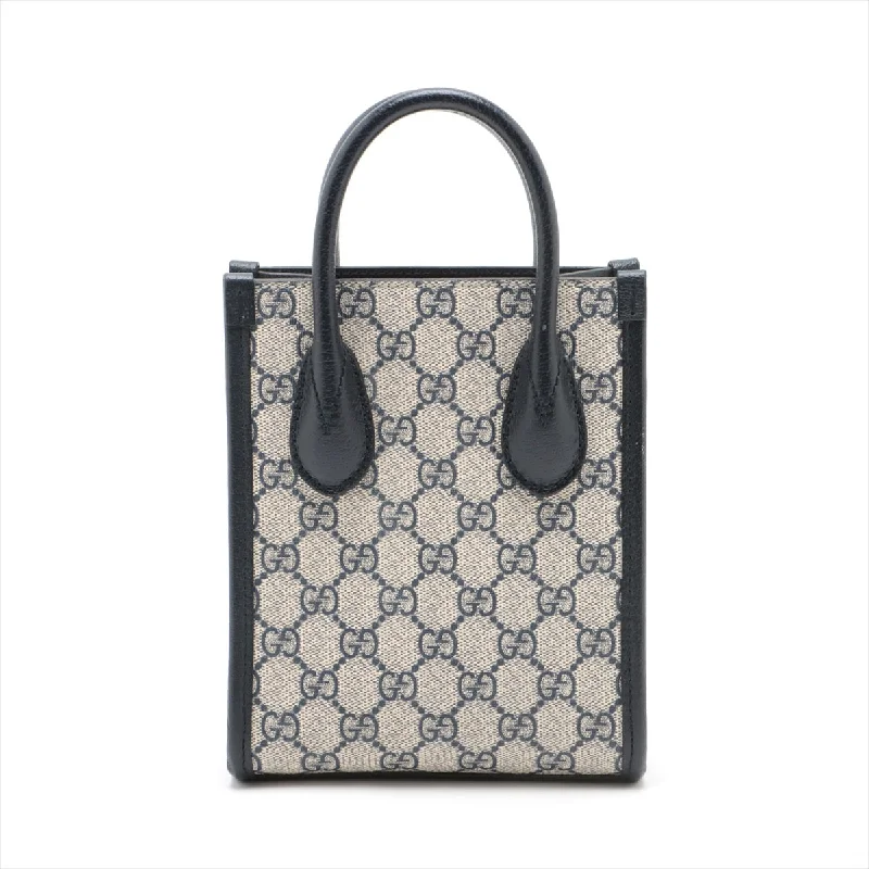 GUCCI luxury bags with top handles -Gucci GG Supreme 2WAY Handbag Navy 671623