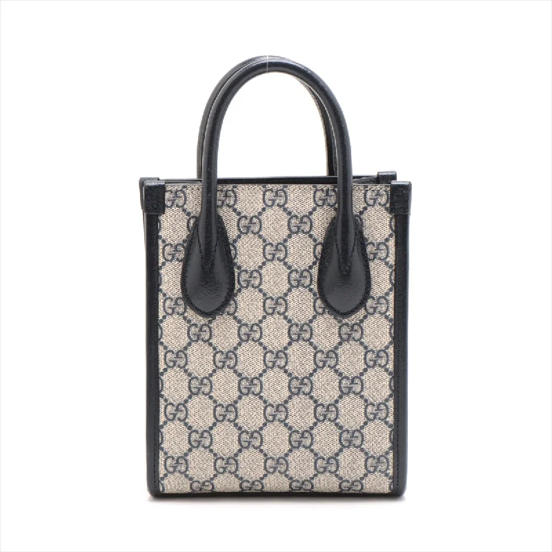 GUCCI luxury bags with fine detailing -Gucci GG Supreme 2WAY Handbag Navy 671623