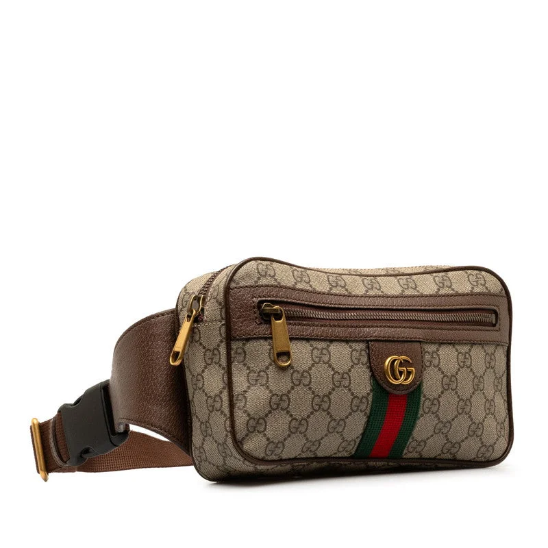 GUCCI handbags with animal prints -Gucci GG Supreme Ophidia Body Bag Waist Bag Shoulder Bag 574796 Beige Brown PVC Leather  Gucci