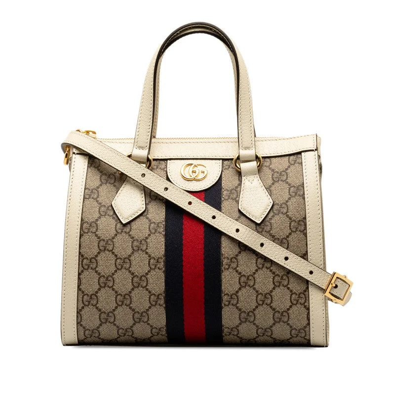 GUCCI vintage handbags collection -Gucci GG Supreme Ophidia Handbag 2WAY 547551 Beige White PVC Leather  Gucci