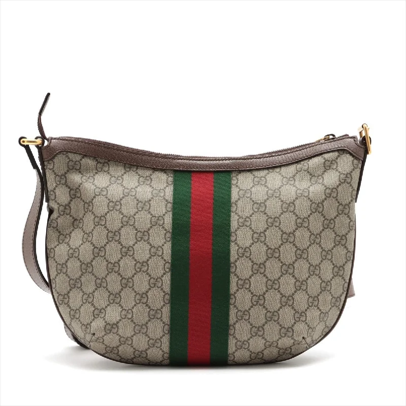 GUCCI bags with geometric designs -Gucci GG Supreme Shoulder Bag Brown 598125