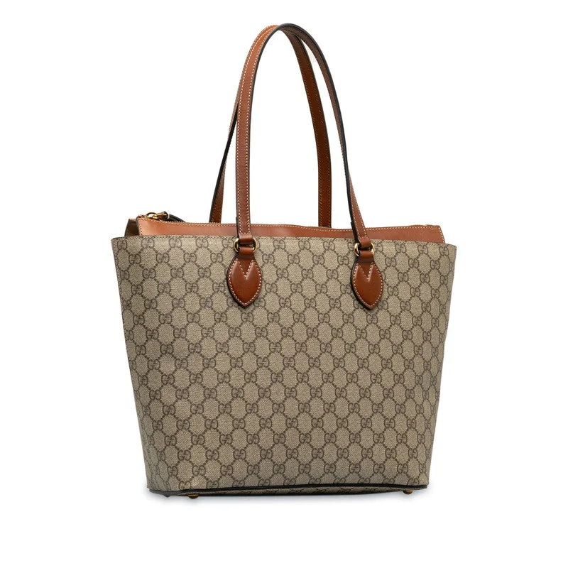 GUCCI shoulder bags for women -Gucci GG Supreme Tote Bag 415721 Beige Brown PVC Leather  Gucci