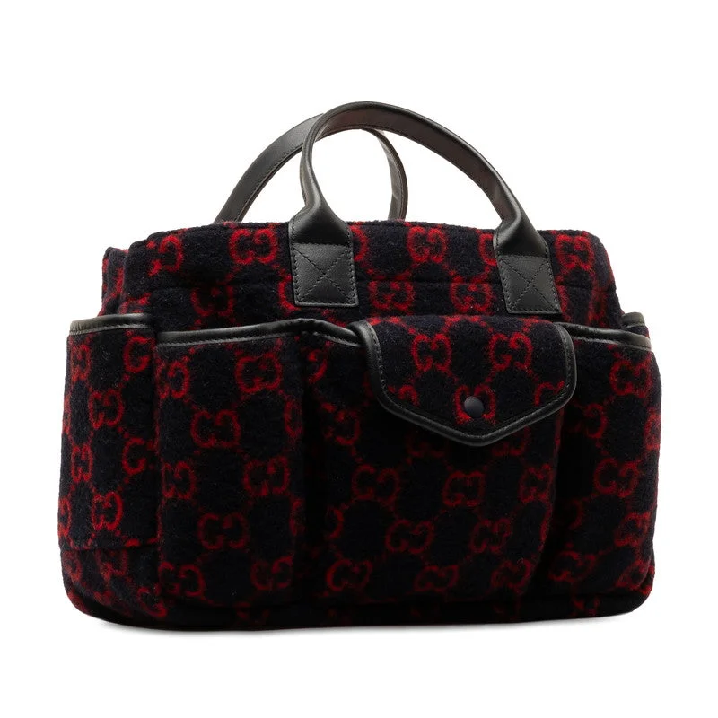 GUCCI bags for exclusive fashion styling -Gucci GG Wall Children's Lens Handbag 628159 Navy Red Wall Leather  Gucci