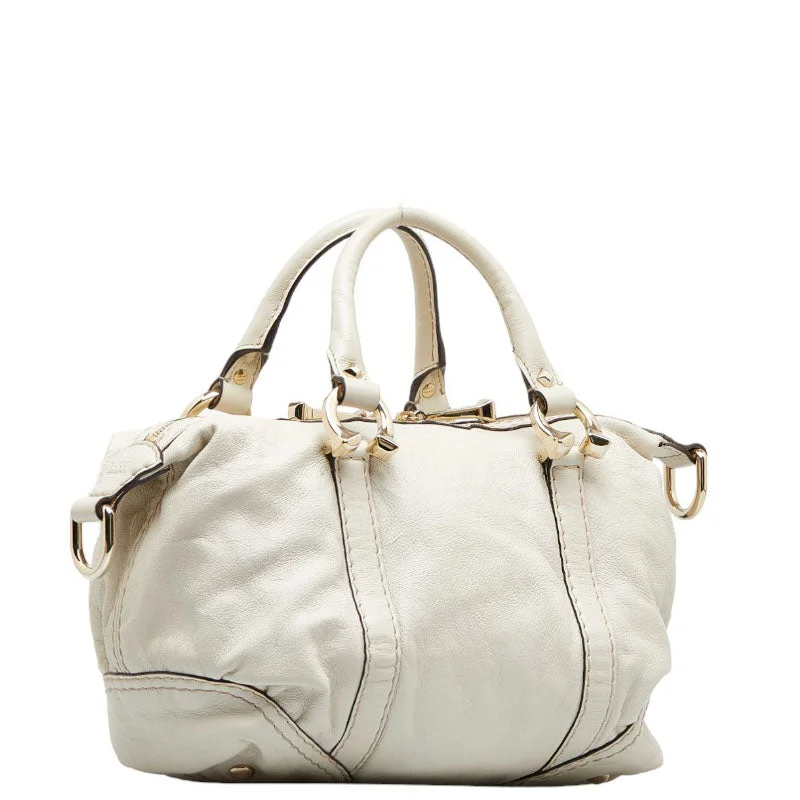 GUCCI bags with geometric leather patterns -GUCCI Gucci 189893 Handbag Leather White Ladies Gucci