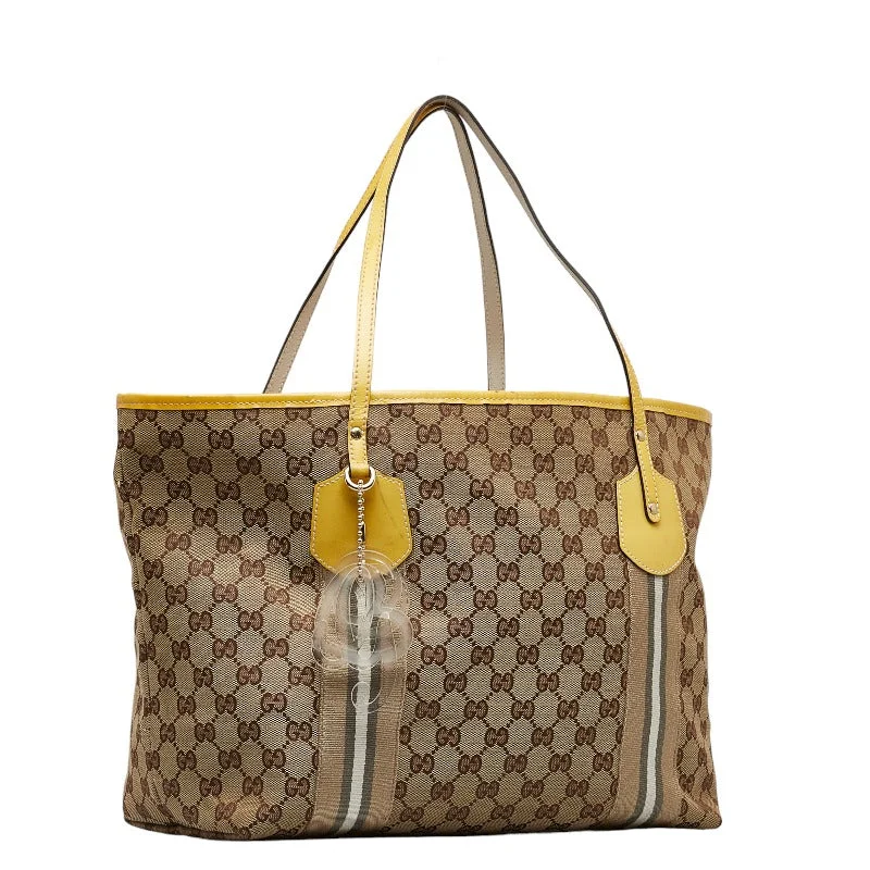 GUCCI timeless handbags for women -GUCCI Monogram Tote Bag Handbag 211970 Canvas/Patent Leather Beige Yellow