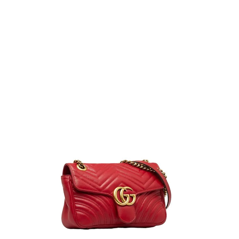 GUCCI white leather handbags for sale -GUCCI Marmont Cascade Chain Shoulder Bag 443497 Red Leather