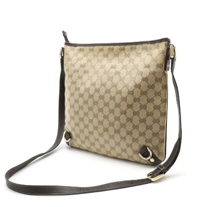 GUCCI women’s bags with metallic sheen -Gucci Gucci Abby GG Crystal Shoulder Bag Coated Canvas  Beige Dark Brown Outlet 268642