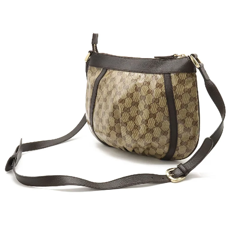 GUCCI luxury handbags with a statement flair -Gucci Gucci Abby GG Crystal Shoulder Bag Coated Canvas Leather Beige Dark Brown Tea Outlet 265691