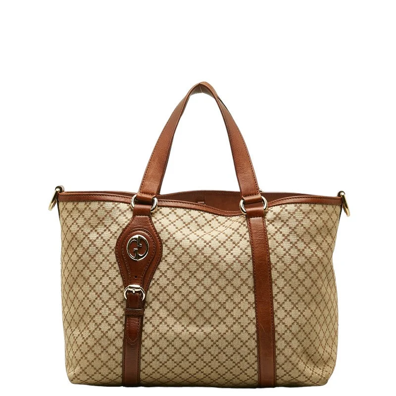 GUCCI bags with unique color-block designs -GUCCI Gucci Diamond 282346 Shoulder Bag Canvas/Leather Beige Brown Ladies Gucci