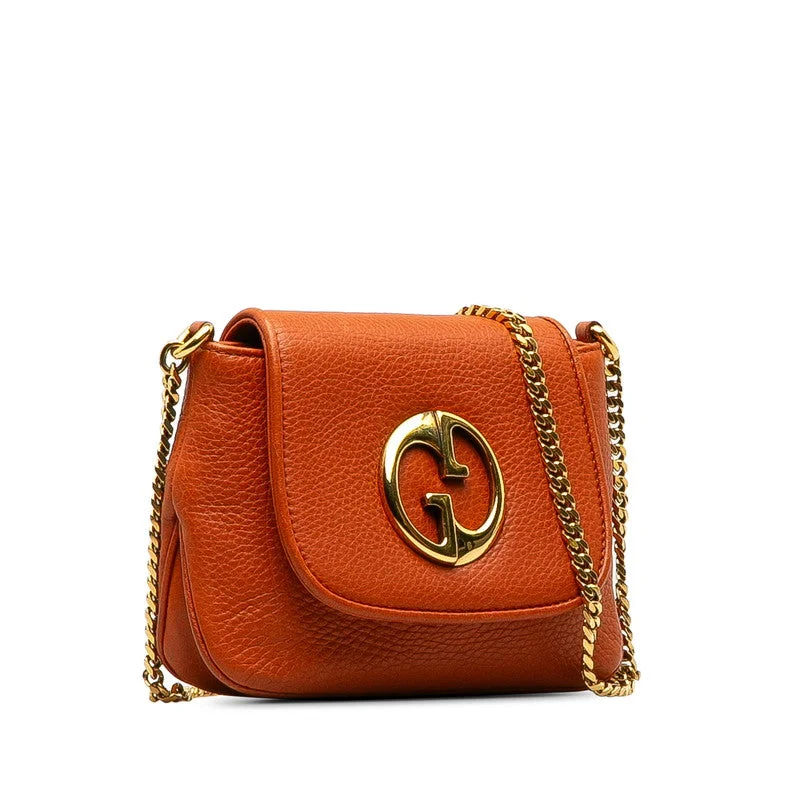 GUCCI classic bags for sophisticated women -Gucci Double G 251821 Shoulder Bag Calf Leather Orange Vintage