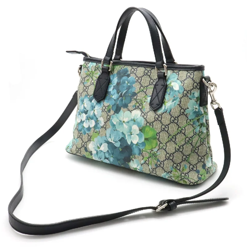 GUCCI blue leather handbags for sale -Gucci Gucci GG Bloom's Handbags 2WAY Shoulder Bags Pulled PVC Leather Flower Tile Beige Blue 429019 Blumen