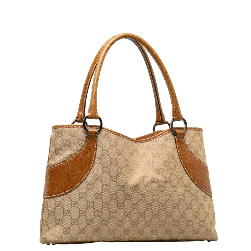 GUCCI leather sling bags for women -Gucci GG Monogram Tote Shoulder Handbag Canvas/Leather Beige