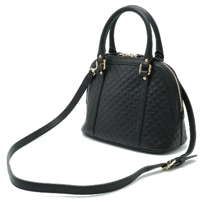 GUCCI handbags with floral prints -GUCCI Gucci GG Microchipsima Handbags Mini-Bags 2WAY Shoulder Bags Laser Black Gold  Outlet 449654