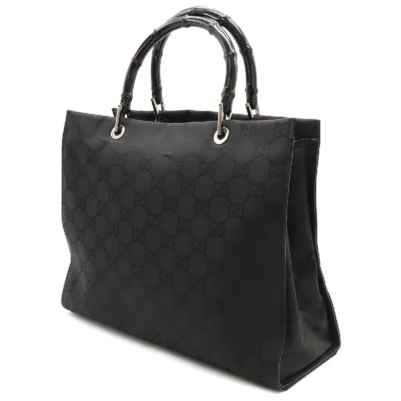 Buy GUCCI bags with iconic designs -Gucci Gucci GG Nylon Bamboo Handbags Handbags Laser Nylon Black Black Silver  002.1010