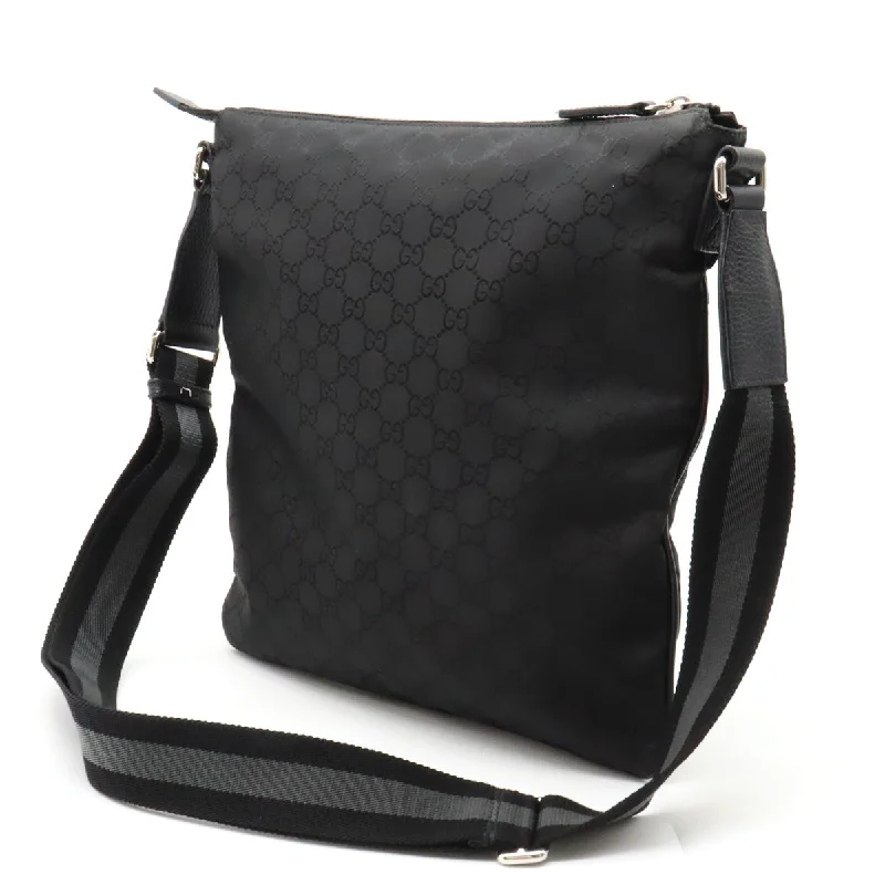 GUCCI bags with animal motifs -Gucci Gucci GG Nylon Shoulder Bag Sliding  Without Match Leather Black Black Grey Outlet 449185