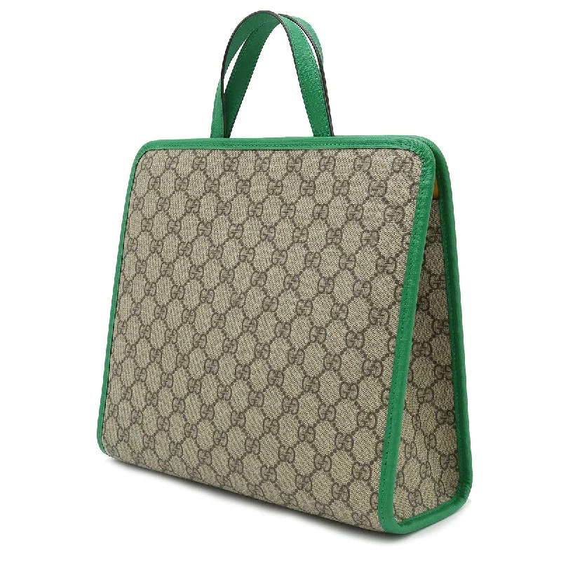 GUCCI bags with GG logo for sale -Gucci Gucci GG Sprime Children Boat Tortoise Handbag Ship PVC Leather Beige Green Multicolor 605662