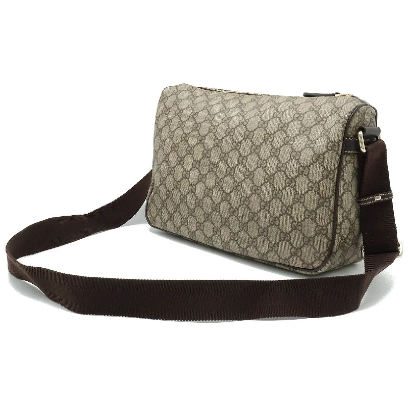 GUCCI bags for the chic modern woman -GUCCI Gucci GG Spring GG Plus Shoulder Bag Pulled PVC Leather Carquibbean Tea Dark Brown Silver  246881 Blumin