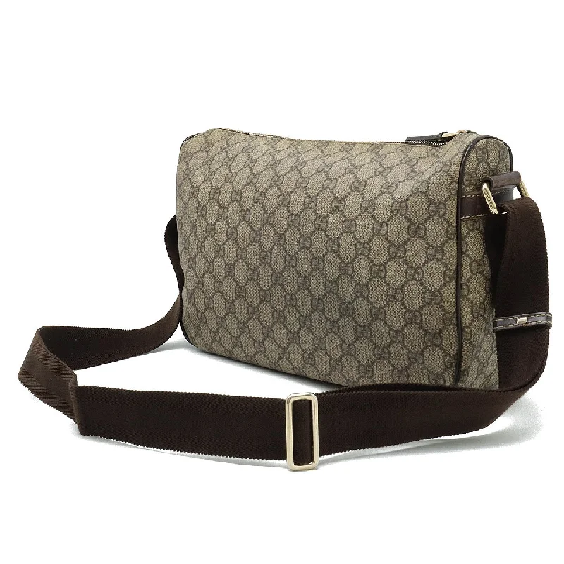 GUCCI designer bags with high-end appeal -GUCCI Gucci GG Spring GG Plus Shoulder Bag Pulled PVC Leather Carquibbean Tea Dark Brown Silver  246881  Neck Blue Mining/Mosonata Vintage