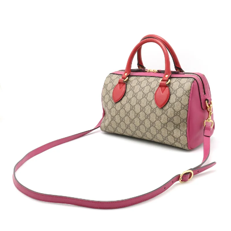 GUCCI handbags for special occasions -GUCCI Gucci GG Spring Handbag Mini Boston Bag 2WAY Shoulder Bag Leather Beige Pink Red Gold  409529 Blumin