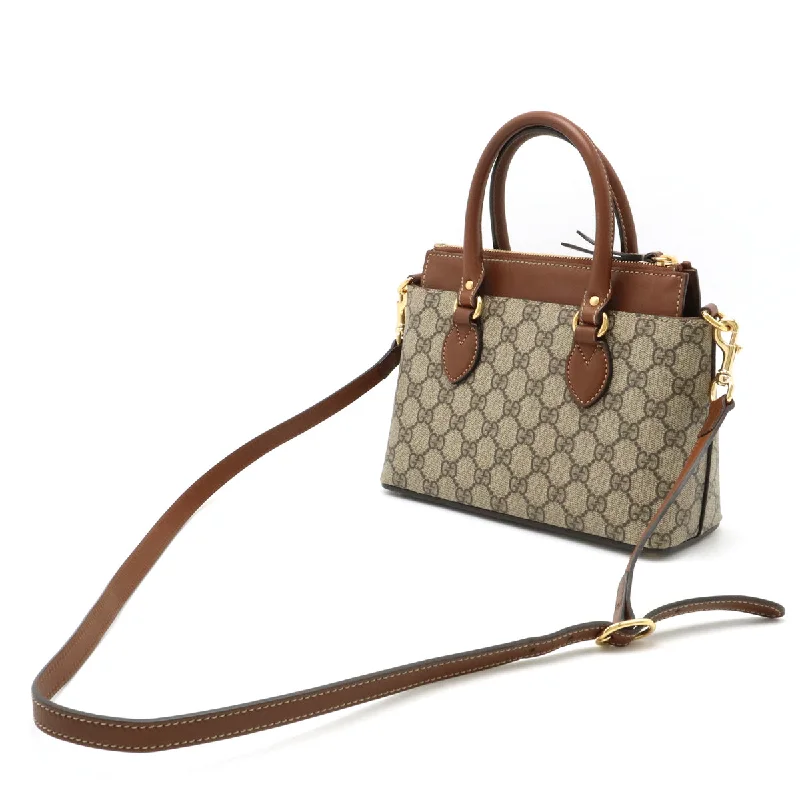 GUCCI bags for everyday luxury -GUCCI Gucci GG Spring Handbags 2WAY Shoulder Bags  PVC Leather Beige Brown Tea Gold  453177