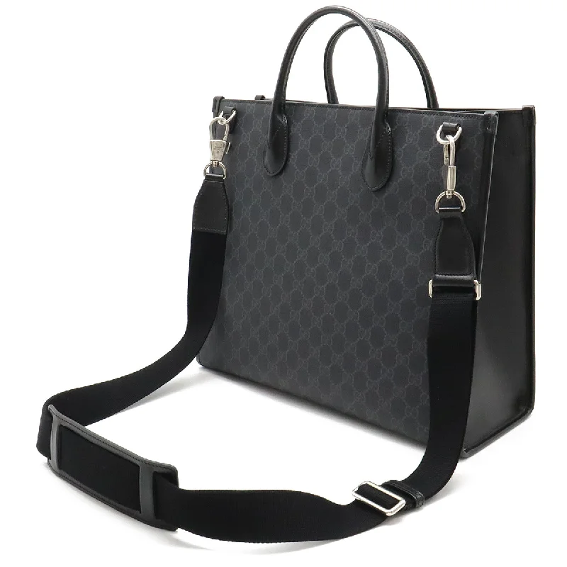 GUCCI bags for luxury shoppers -GUCCI Gucci GG Spring Interlocking G Medium Tortoise Bag 2WAY Shoulder Bag PVC Leather Grey Black 674148