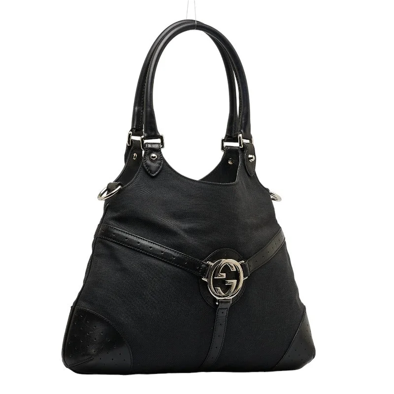 GUCCI handbags with animal prints -GUCCI Gucci Interlocking G 114875 Shoulder Bag Canvas/Leather Black Ladies Gucci Gucci Interlocking G 114875