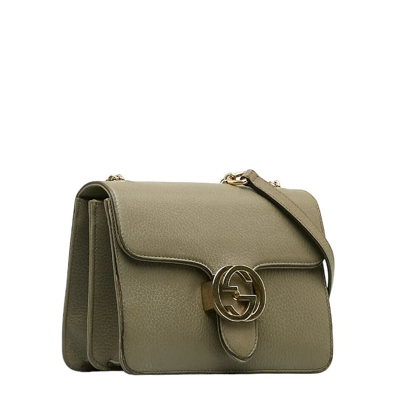 GUCCI handbags with chic style -GUCCI Gucci Interlocking G 510304 Shoulder Bag Laser Gray Lady Gucci