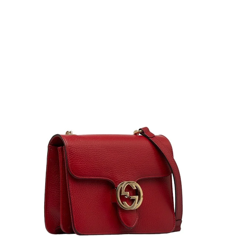 GUCCI backpacks for women -GUCCI Gucci Interlocking G 510304 Shoulder Bag Leather Red