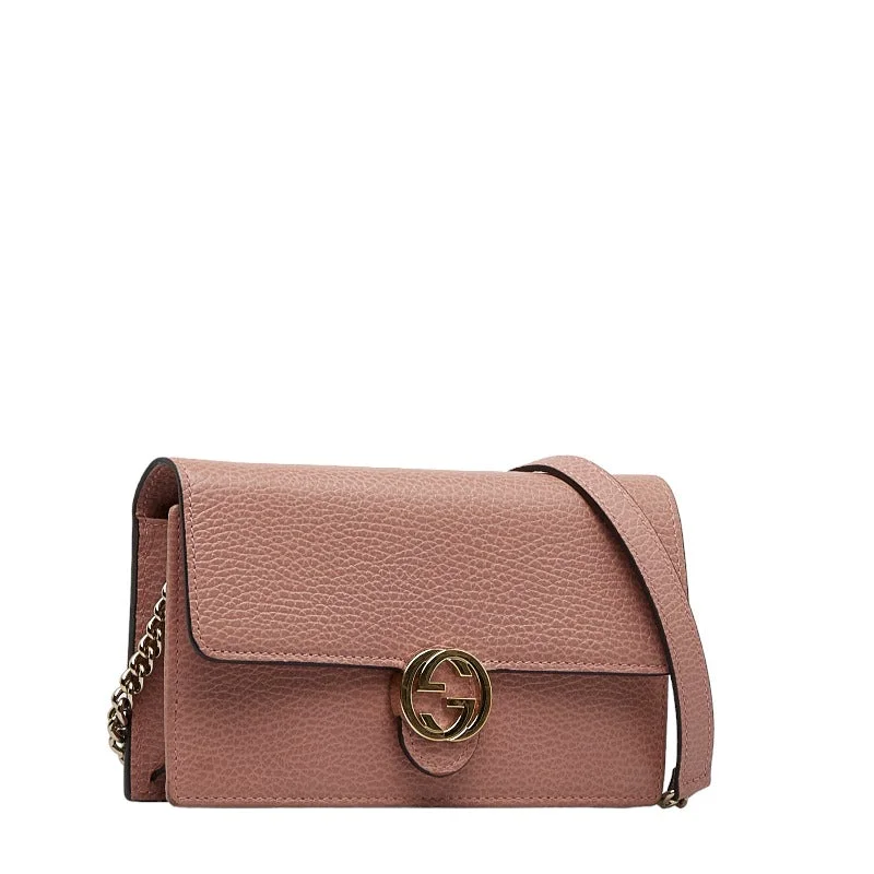 GUCCI handbags for luxury shoppers -GUCCI Gucci Interlocking G 510314 Shoulder Bag Leather Pink