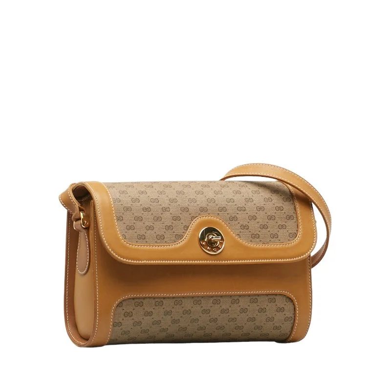 GUCCI bags for the modern fashionista -Gucci Micro GG Shoulder Bag 001 256 Beige PVC Leather