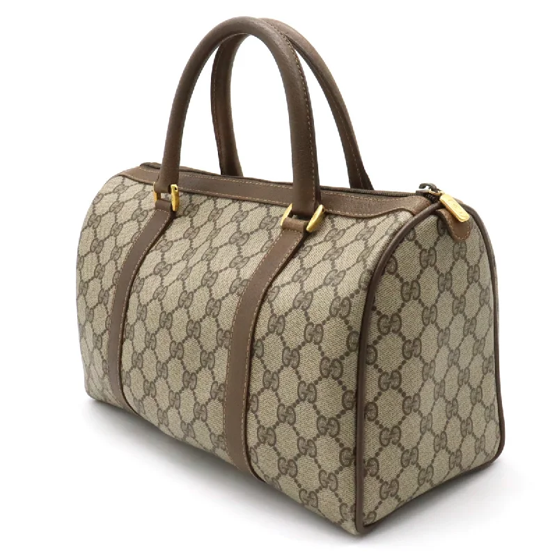 GUCCI canvas handbags for sale -Gucci Gucci Old Gucci GG Plus Shelley Line Handbag Mini Boston Bag PVC Leather Beige Moca Brown Tea 69.02.007