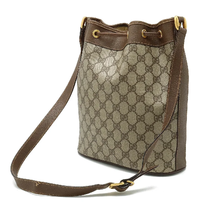 GUCCI bags with woven leather -Gucci Gucci Old Gucci GG Plus Shoulder Bag Handle Bag Leather Beige Mocha Brown Gold  001.115.6179