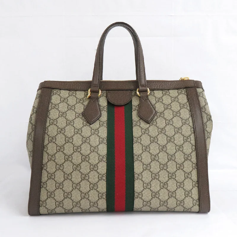 GUCCI luxury bags with top handles -GUCCI Gucci Ophidia GG Medium Tote Bag 524537 2WAY Shoulder Bag Beige Brown Dark Brown GG Supreme Linen Leather G   Mens