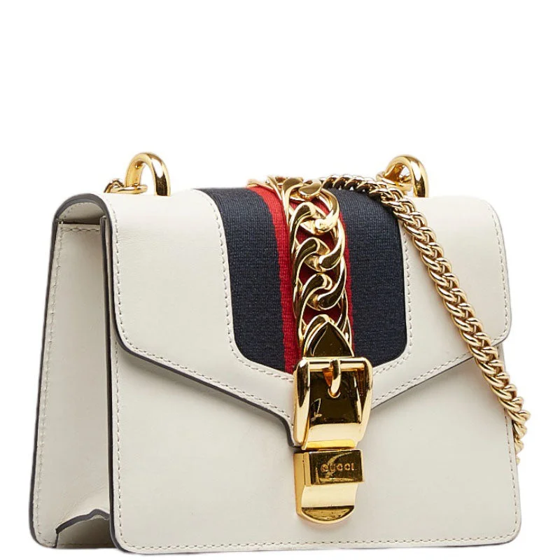 GUCCI bags for night out style -GUCCI Gucci Shell Line 431666 Shoulder Bag Leather White Gold