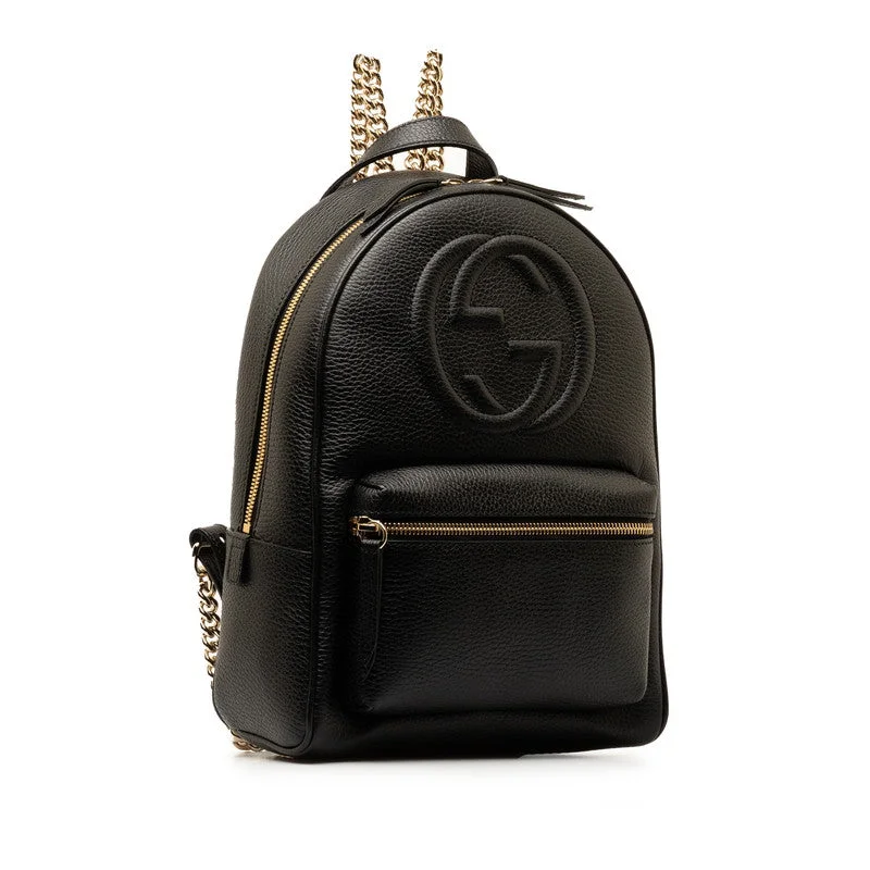 GUCCI handbags with creative patterns -Gucci Interlocking G Soho Chain Rucksack 536192 Black Leather  Gucci