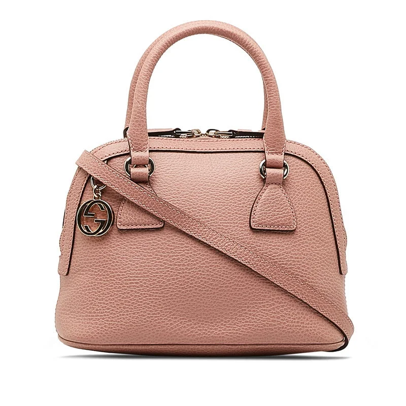 GUCCI soft leather handbags -Gucci Interlocking Handbag Shoulder Bag 2WAY 449661 Pink Leather Lady Gucci