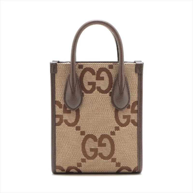 GUCCI bags with distinctive leather -Gucci JamboGG canvas x leather 2WAY handbag beige x brown 699406