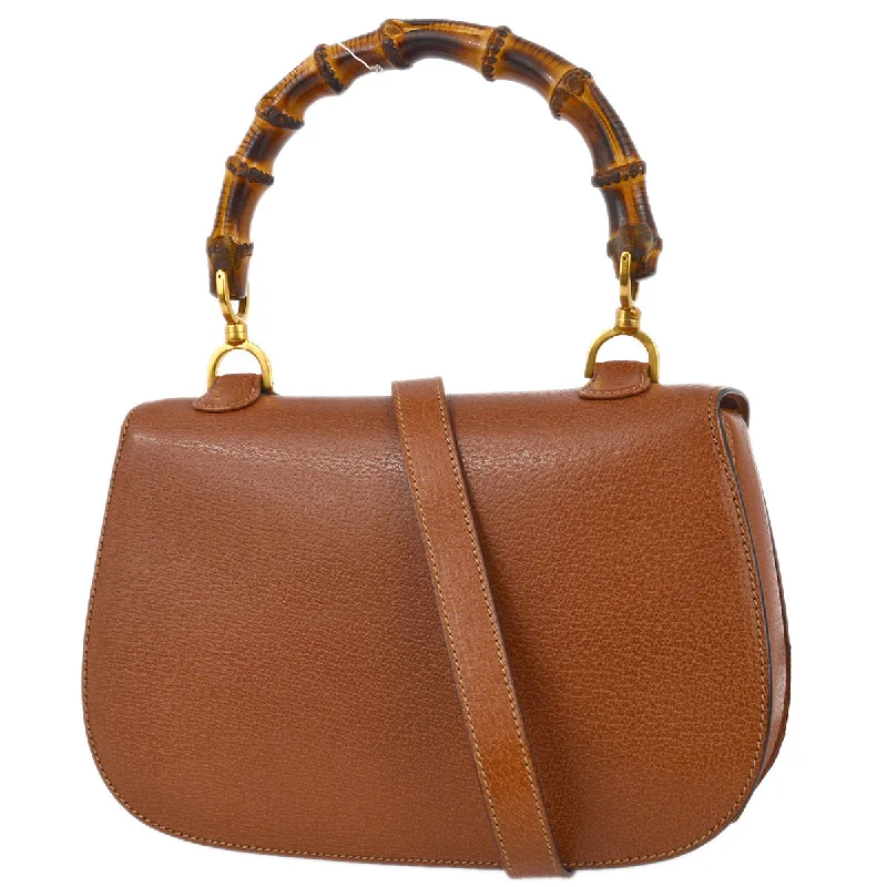 GUCCI handbags with exotic textures -Gucci Medium Convertible Bamboo Top Handle Leather Handbag