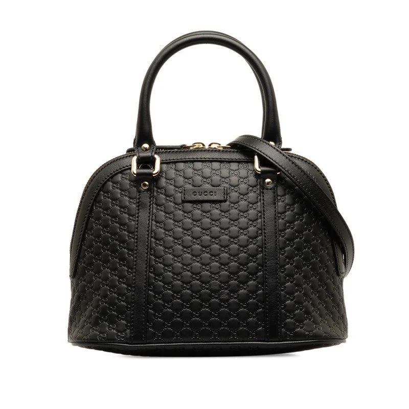 GUCCI leather satchel bags -Gucci Micro Gucci Alma Handbag Shoulder Bag 2WAY 449654 Black Leather  Gucci