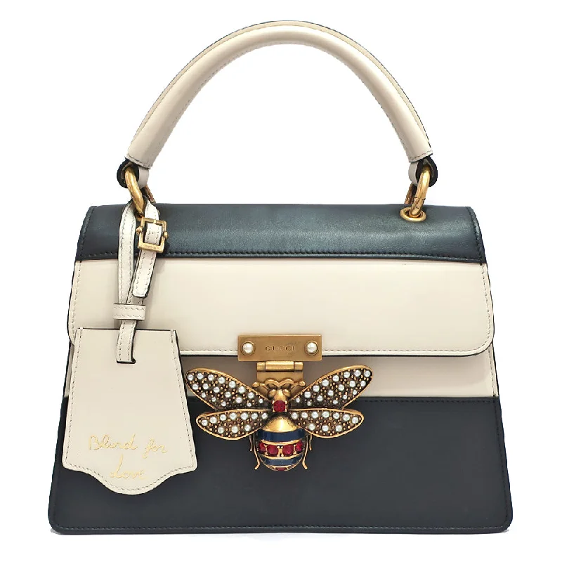 GUCCI iconic double-G handbags -Gucci Queen Margaret Handbag Shoulder 2WAY Bee Bee 476541 Black White