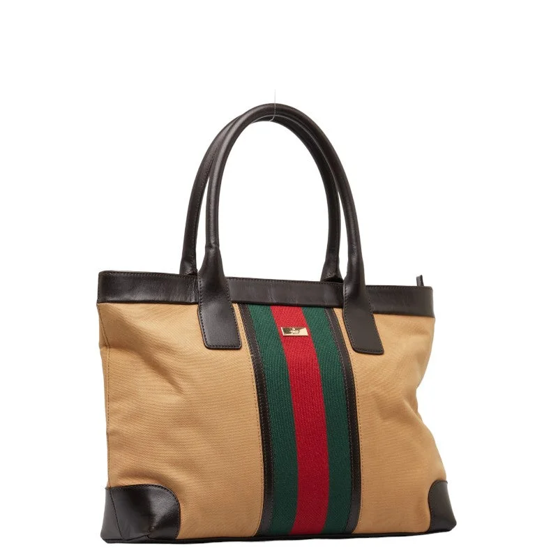 GUCCI bags with minimalist chic appeal -Gucci Sey Line Handbag 0021119 Beige Brown Canvas Leather  Gucci