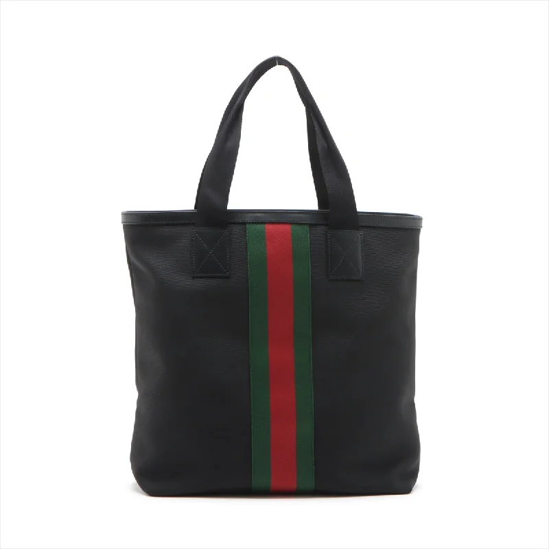 GUCCI blue leather handbags for sale -Gucci Sey Line Nylon X Leather Tote Bag Black 631245